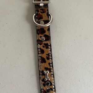 Leopard Print Dog Collar with Silver Accents